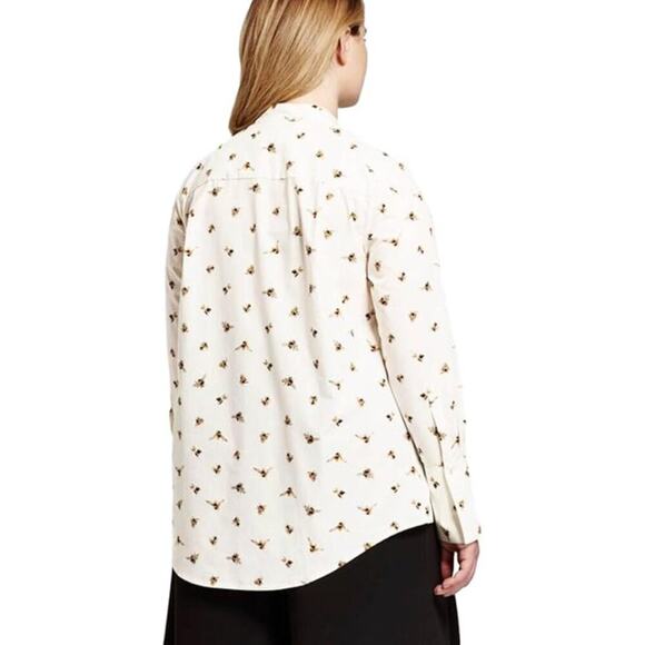 Victoria Beckham Women's White Bee Print Button-Down Shirt Top Size Small - Picture 2 of 6